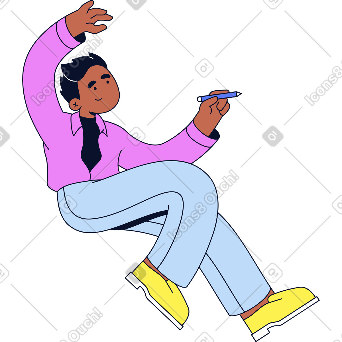Uomo con la matita illustrazione in stile Flexy scarica in PNG, SVG