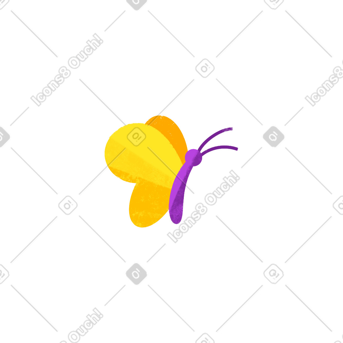 Yellow butterfly illustration in Bonbon style download in PNG, SVG