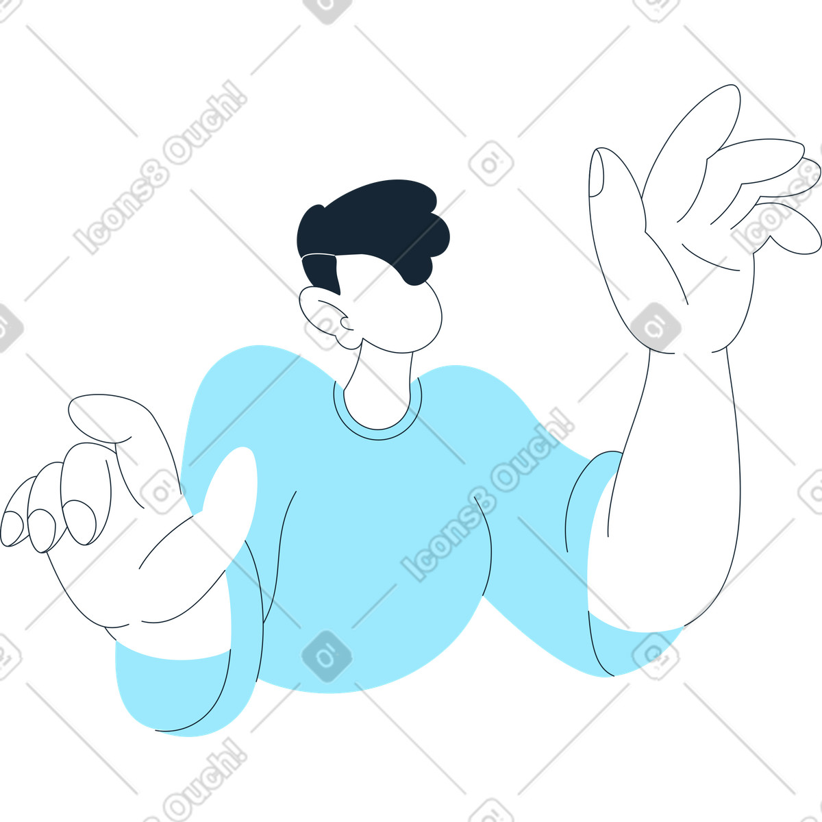 Woman with her hands up illustration in Indigo style download in PNG, SVG