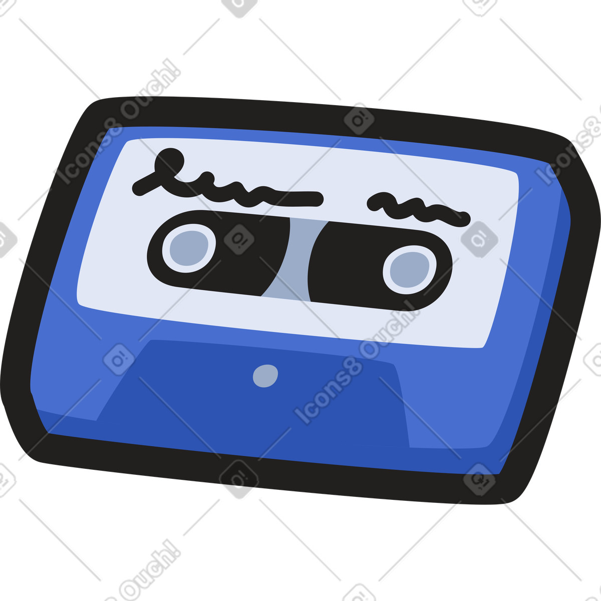 Cassette illustration in Clipart style download in PNG, SVG