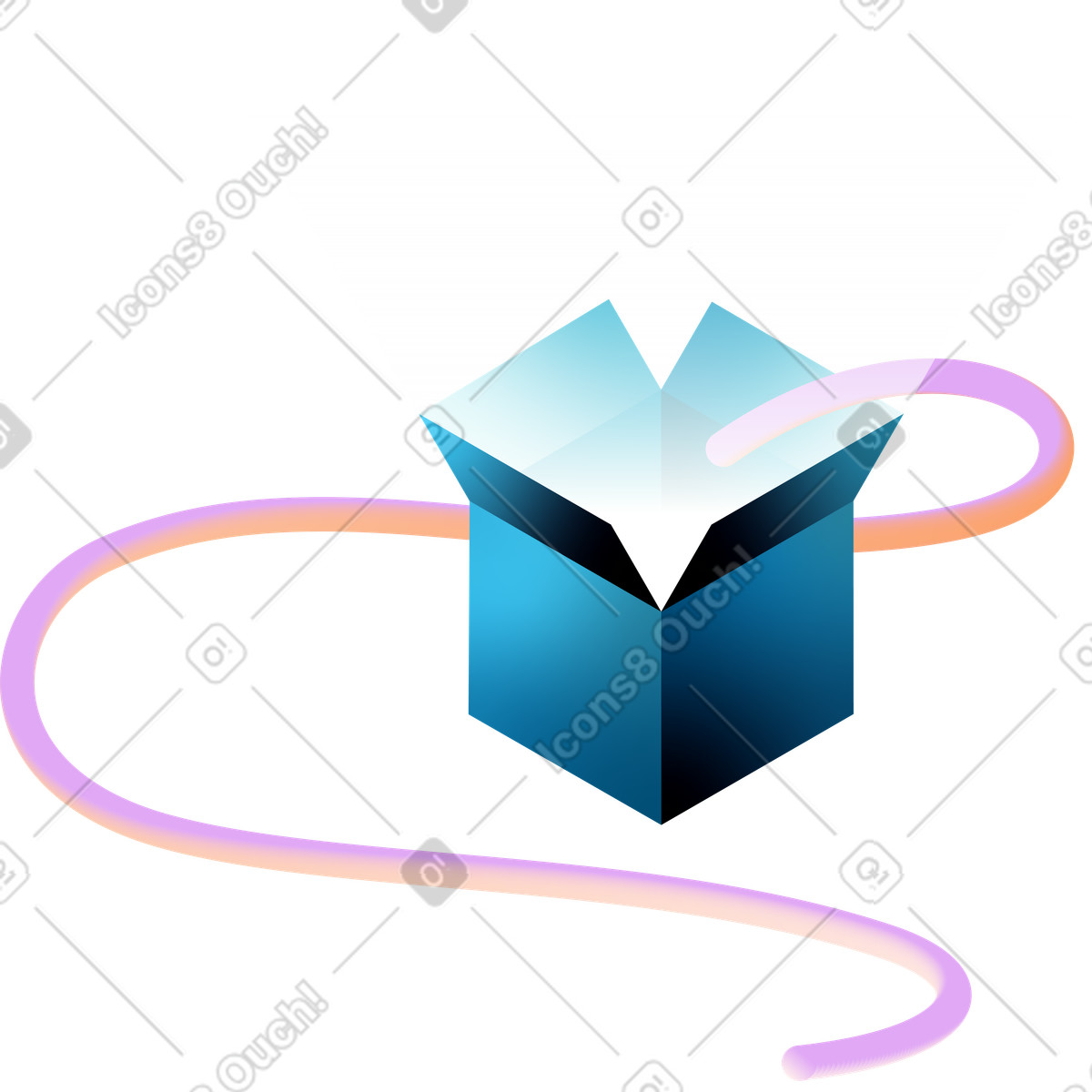 Box with voluminous sinuous line in pastel shades illustration in PNG, SVG