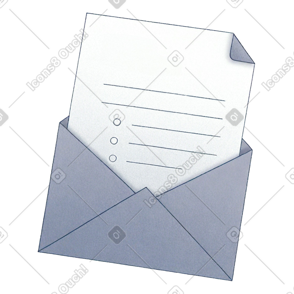 Illustration Enveloppe ouverte avec feuille de papier dans le style Haze à télécharger aux formats PNG, SVG
