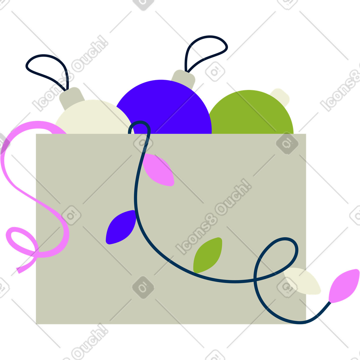 Weihnachtsdekorationen-Illustration im Cubes-Stil als Download in PNG, SVG