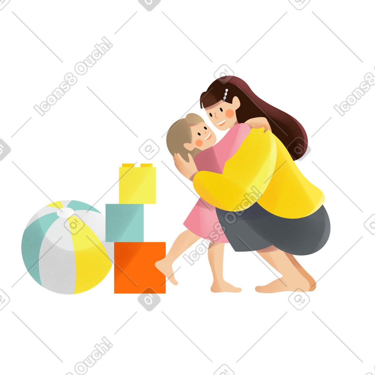 Ilustración Mother and daughter with toys en estilo Shine a descargar en PNG y SVG