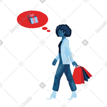 Woman shopping and thinking about presents PNG, SVG