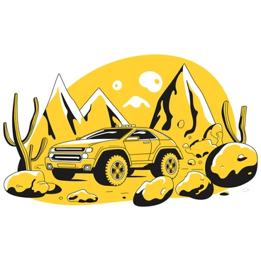 An express car exploring the rugged terrain of an alien planet