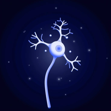 A glowing neuron in the dark, illuminating surrounding space with its light