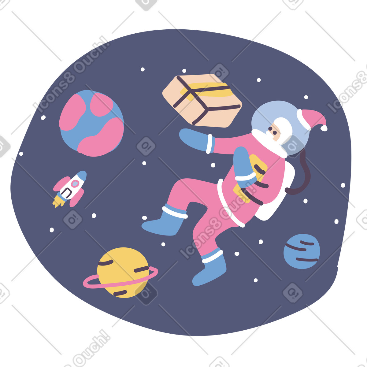 Space Santa Claus illustration in Pluto style download in PNG, SVG