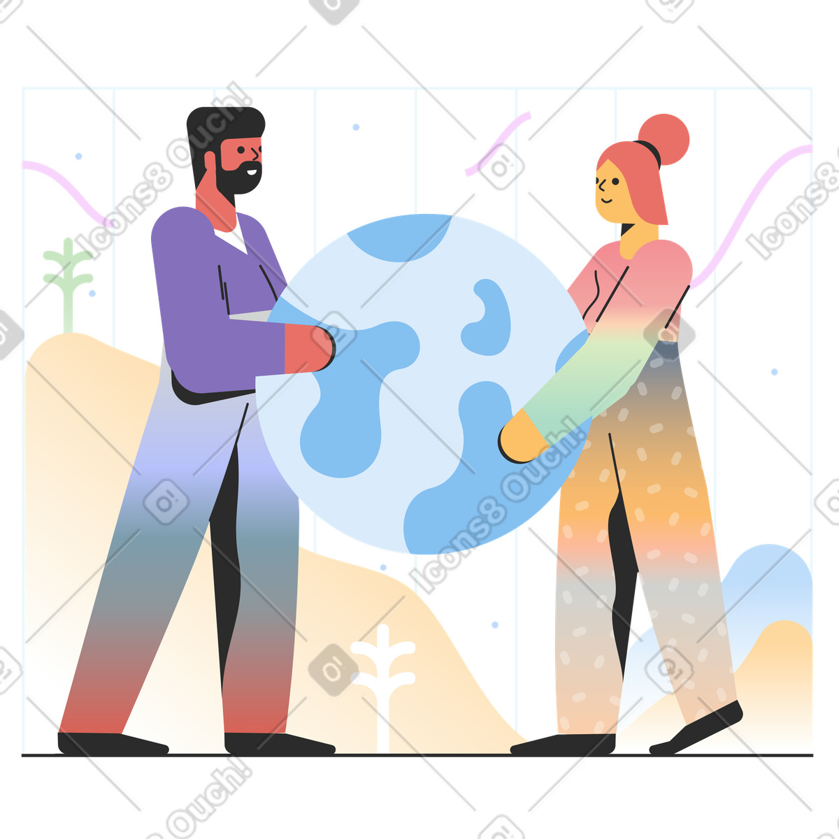 Rettet unseren planeten-Illustration im Marginalia-Stil als Download in PNG, SVG