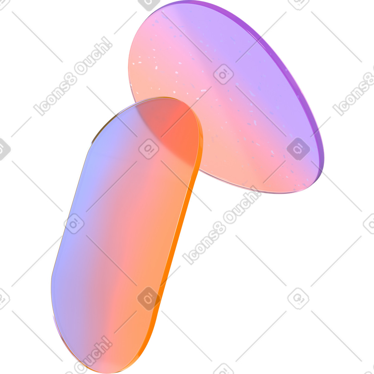Ovale in vetro e disco illustrazione stile 3D Glassy scarica PNG, SVG