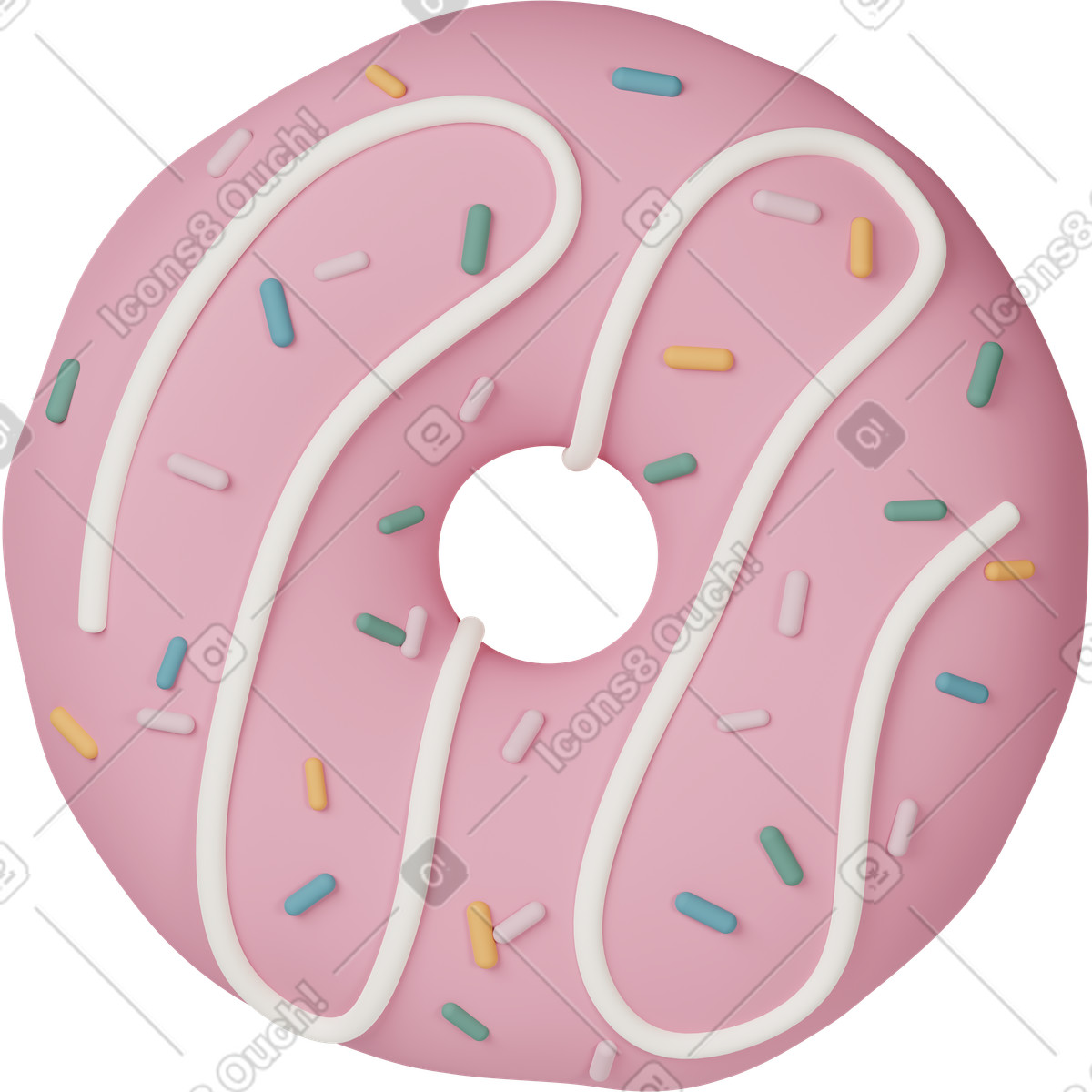 Ilustração de Front view of donut with pink glaze em no estilo 3D Casual life para baixar em PNG, SVG