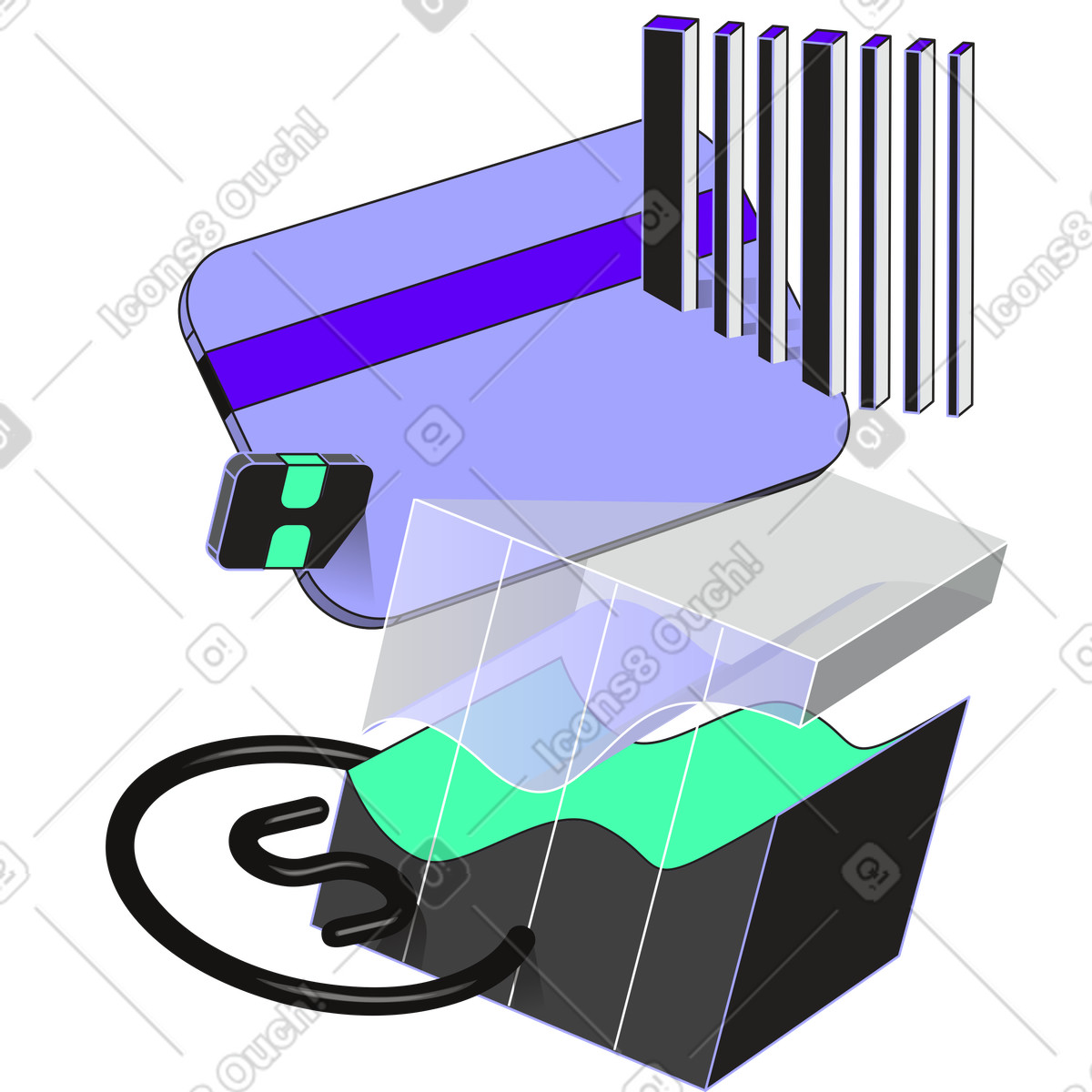 Incut スタイルの 銀行カード、バーコード、ドル記号 のイラストをPNG、SVG形式でダウンロード