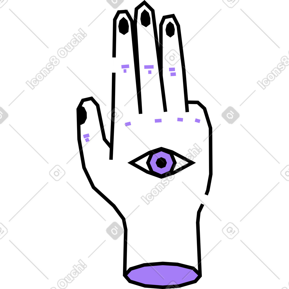 Amethyst 스타일의 세 손가락을 위로 올린 손 일러스트레이션 PNG, SVG 다운로드