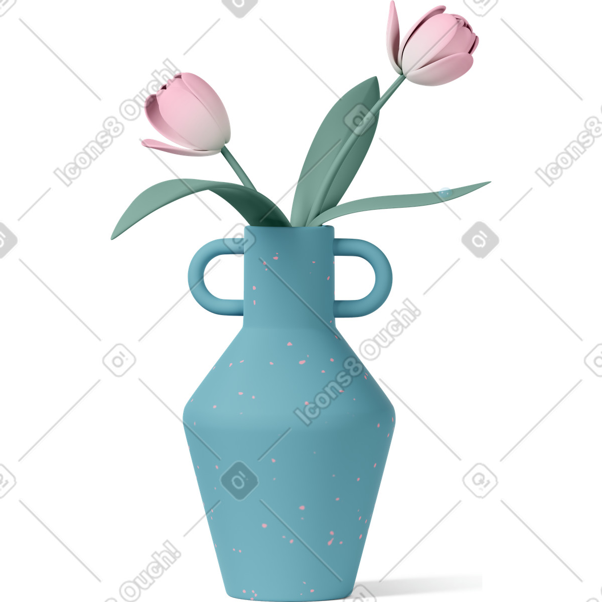 3D Casual life 스타일의 Vase with tulips 일러스트레이션 PNG, SVG 다운로드