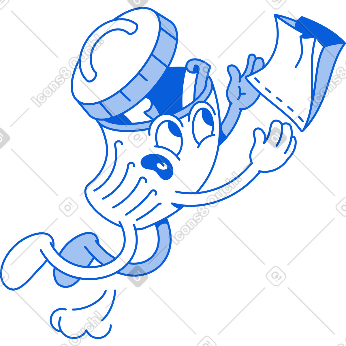 Ilustración Bote de basura con bolsa papel en estilo Handy Line a descargar en PNG y SVG