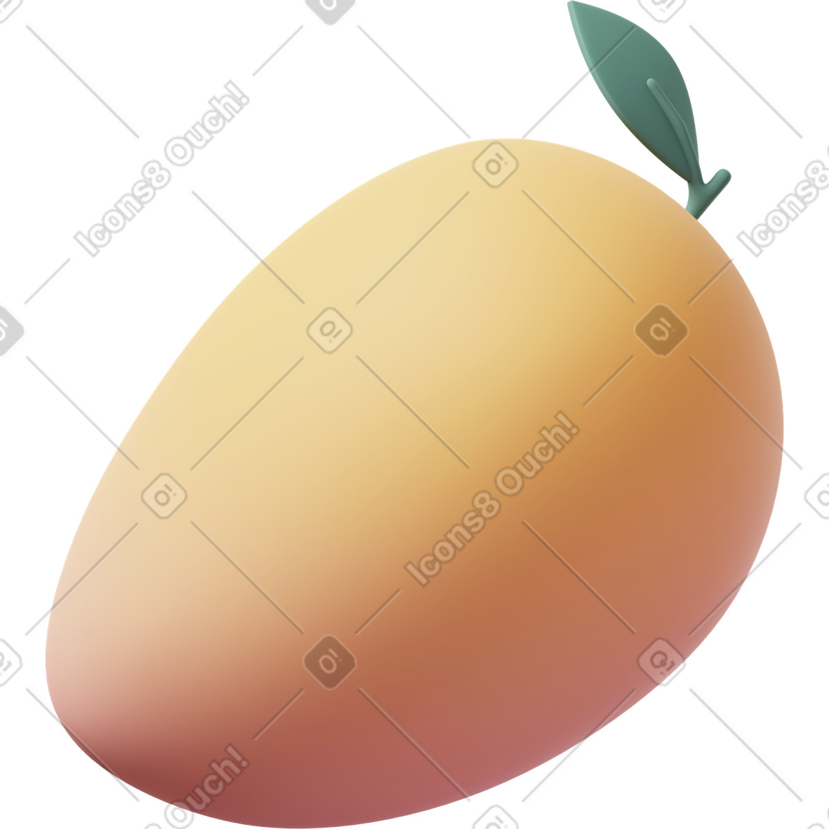 Ilustração de Yellow mango with leaf em no estilo 3D Casual life para baixar em PNG, SVG