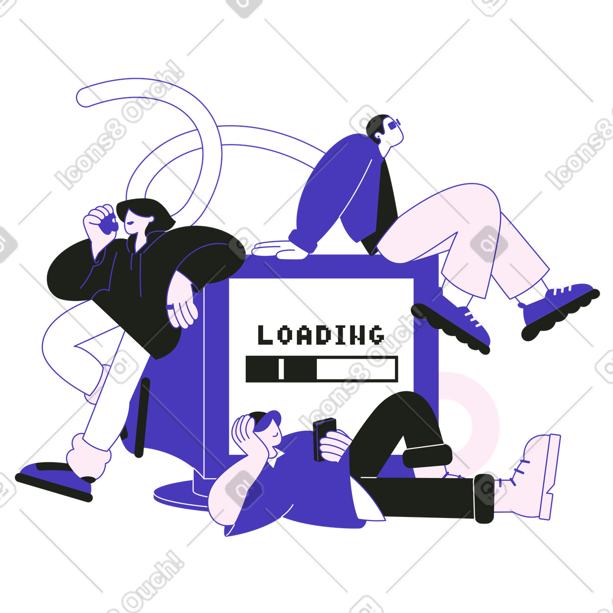 Ilustração de Aguardando upload ou download em no estilo Blueberry para baixar em PNG, SVG