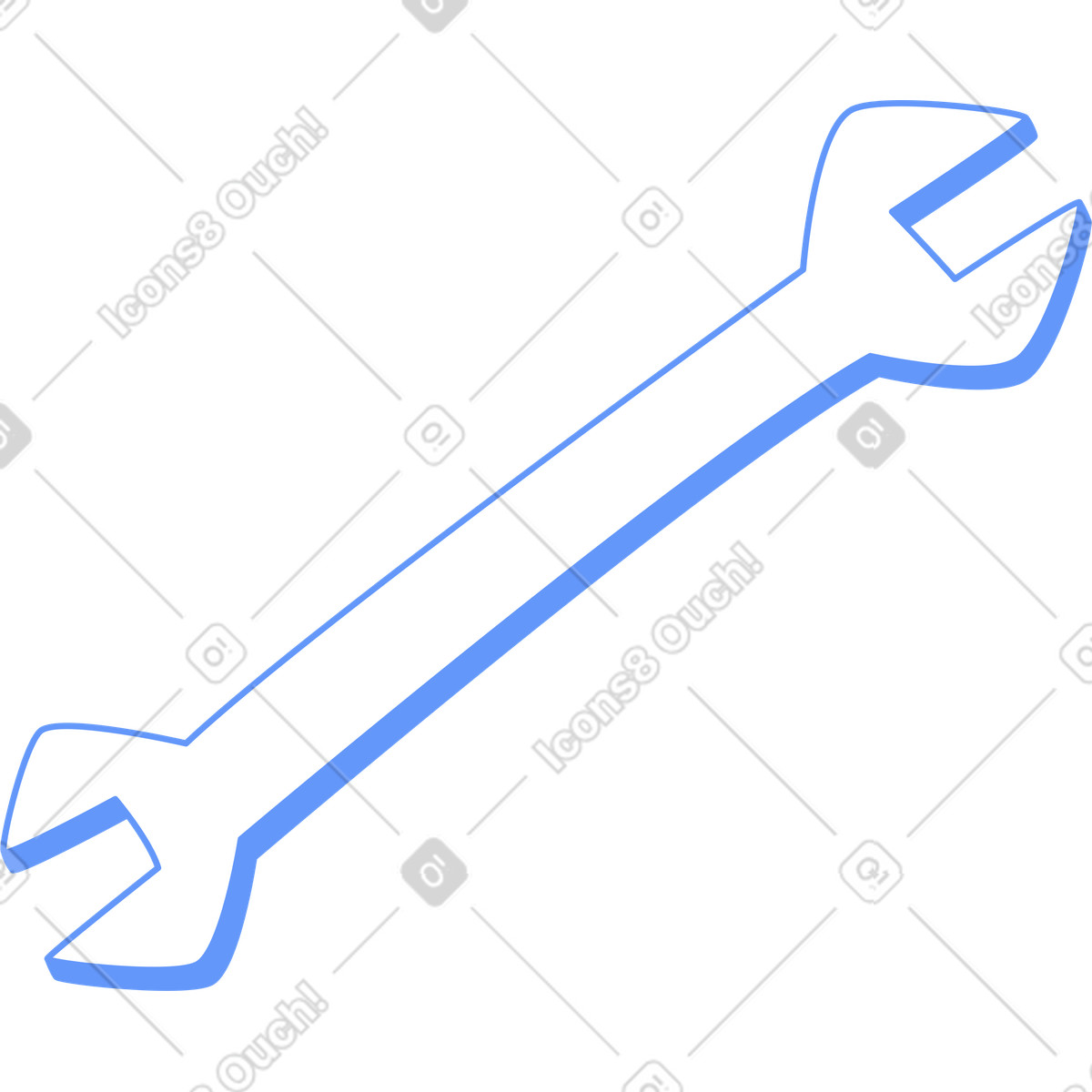 Blauer schraubenschlüssel-Illustration im Plain-Stil als Download in PNG, SVG