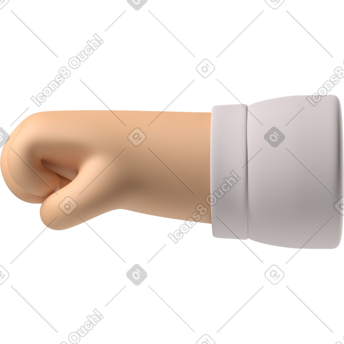 Ilustración Puño de una mano piel blanca mirando hacia la izquierda en estilo 3D Hands Fun&Wild a descargar en PNG y SVG