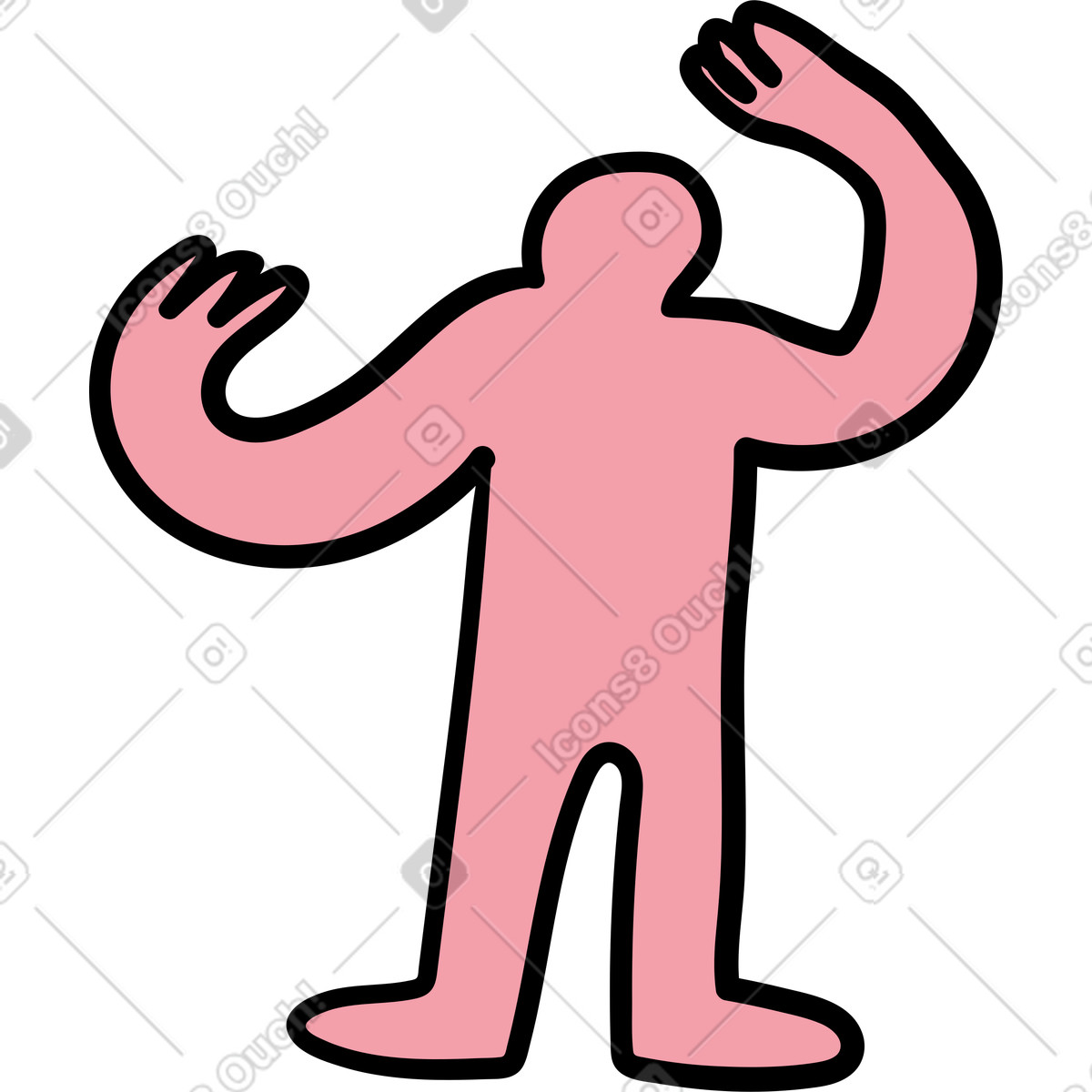 Pink person with arms up in the air illustration Wiggle style download PNG, SVG