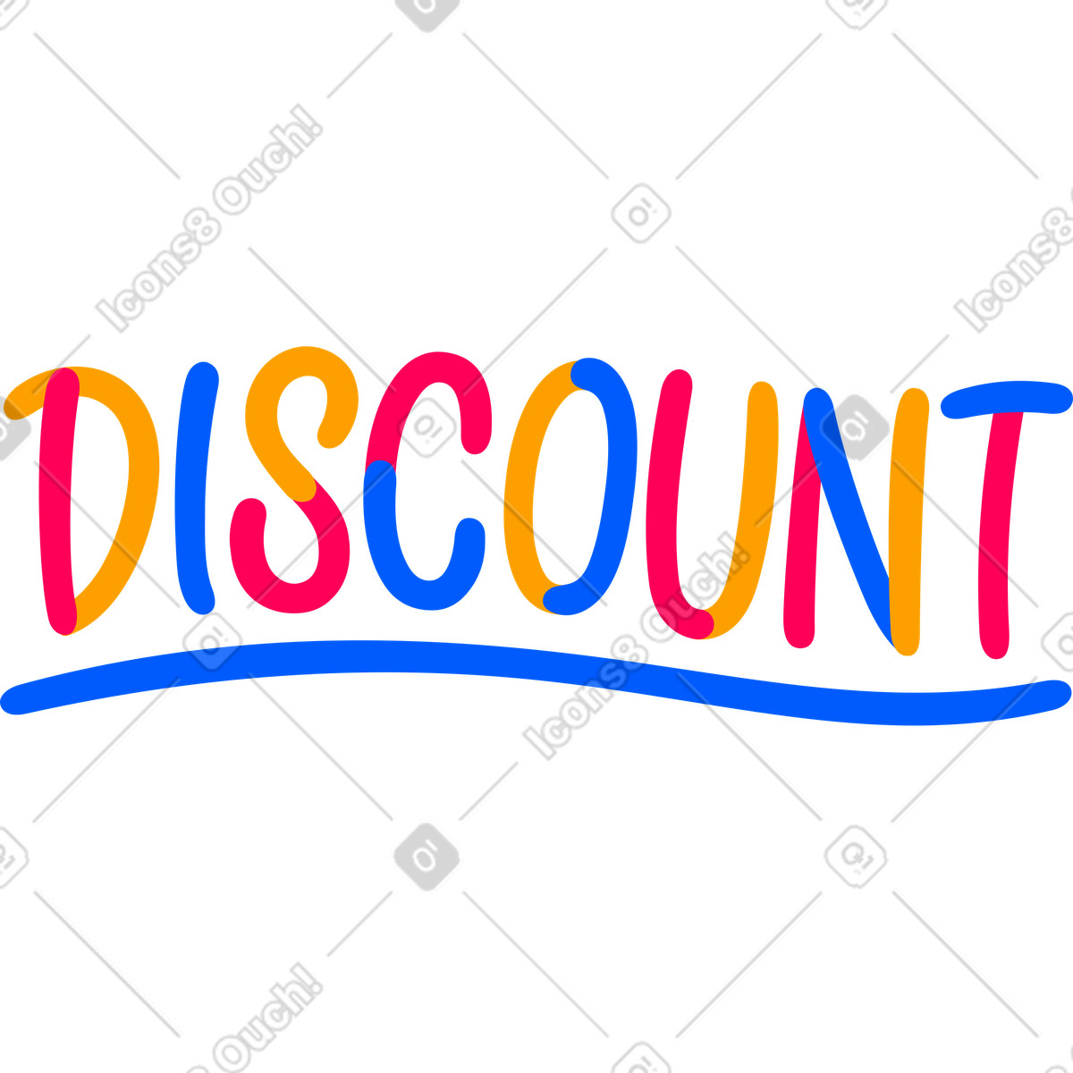 Lettering sconto testo multicolore illustrazione in stile scarica in PNG, SVG