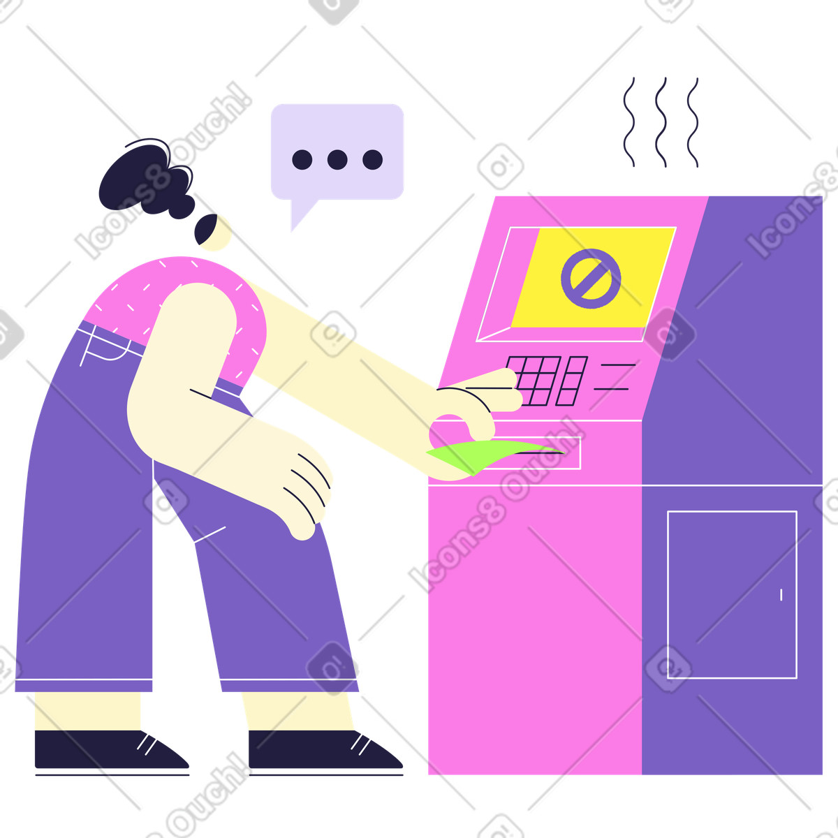 Defekter geldautomat-Illustration im Mellow-Stil als Download in PNG, SVG