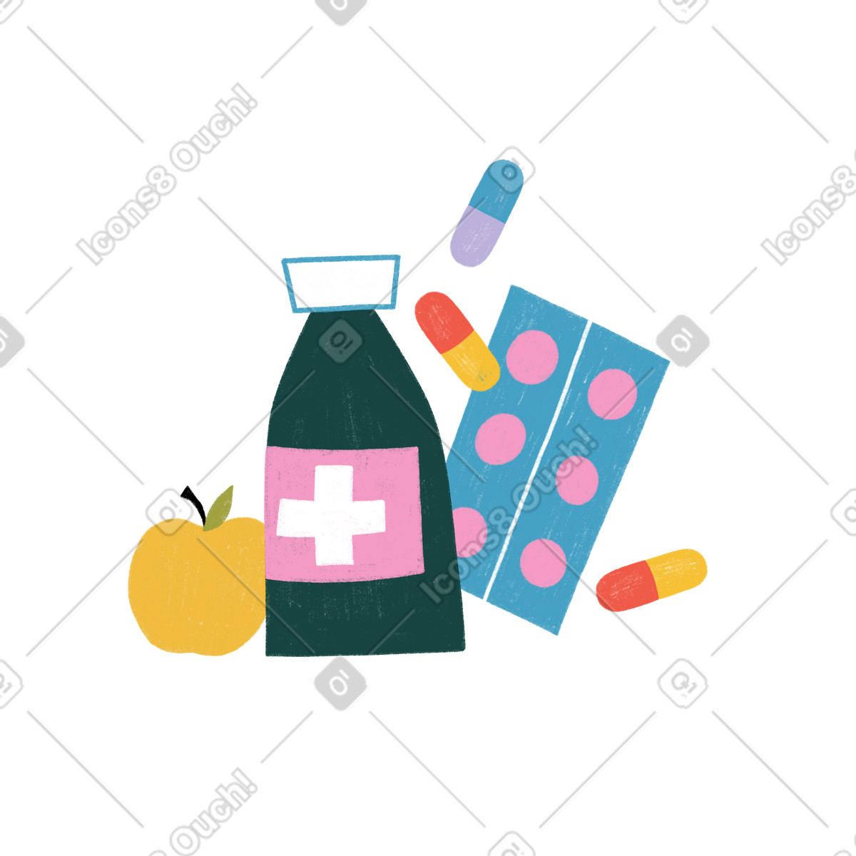 Иллюстрация Медицинские препараты и таблетки в PNG и SVG
