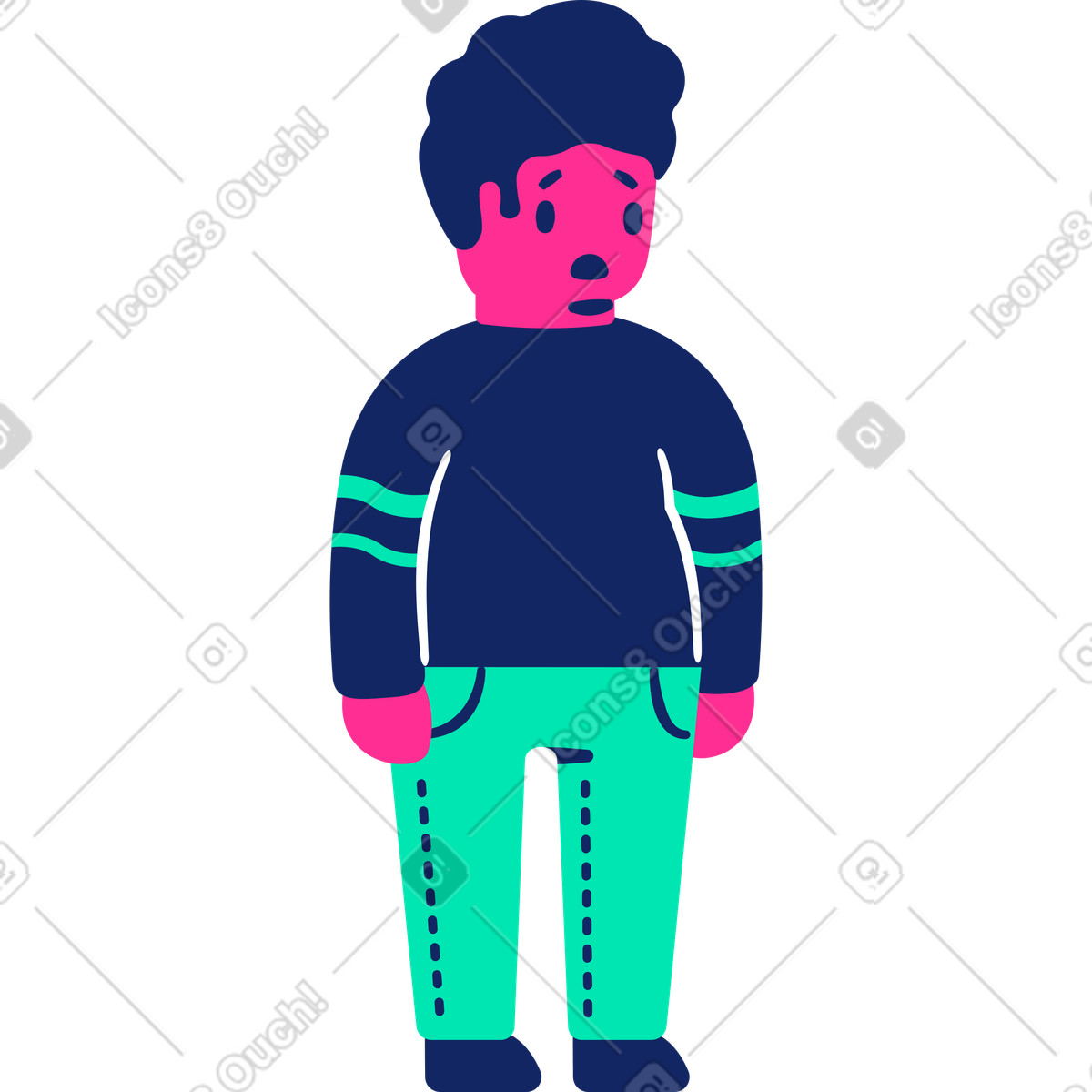 Uomo triste illustrazione in stile Cyborg scarica in PNG, SVG