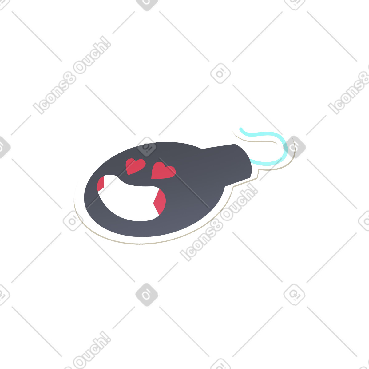 Bomb with heart eyes sticker illustration in Props style download in PNG, SVG