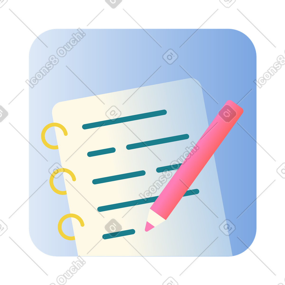 Notepad and pencil icon illustration in PNG, SVG