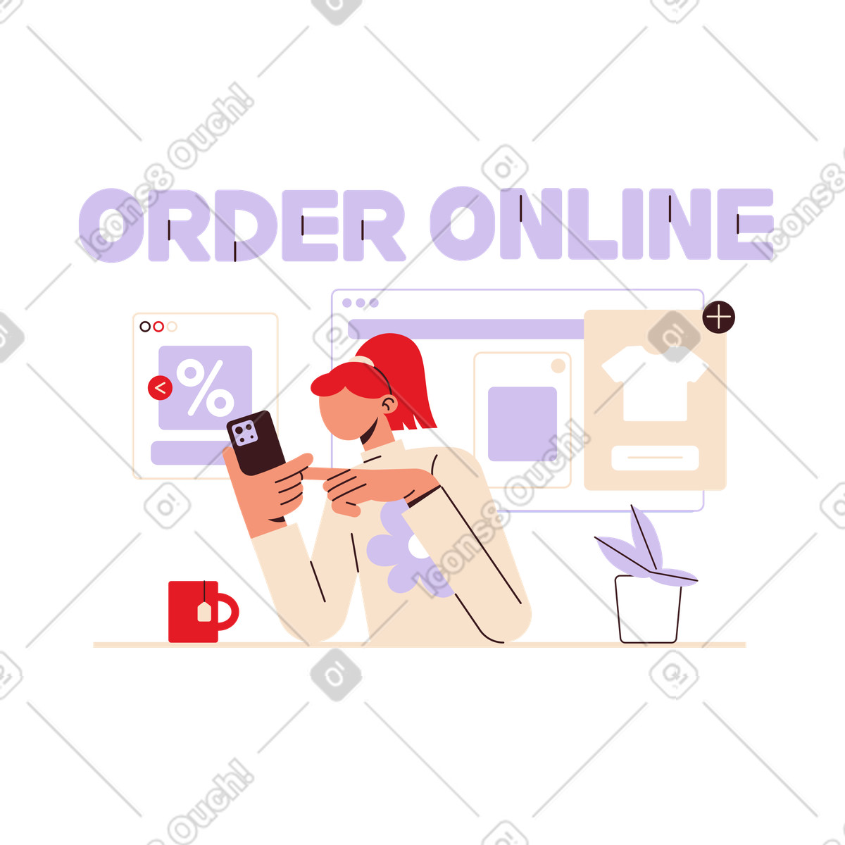 Lettere ordina online con il testo dei browser del negozio illustrazione in stile Folks scarica in PNG, SVG