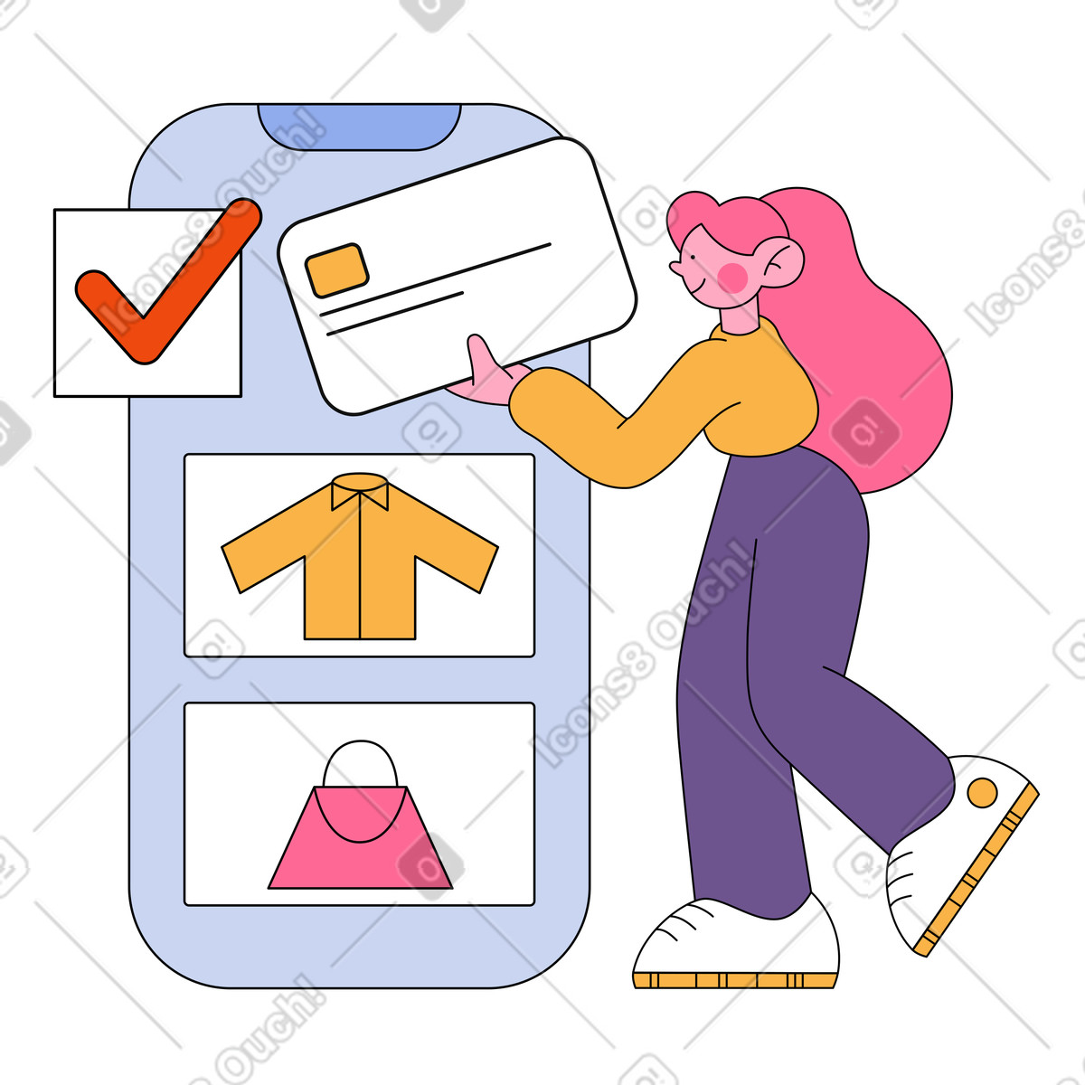 Ilustración Mercado basado en dispositivos móviles estilo Bloom a descargar PNG y SVG