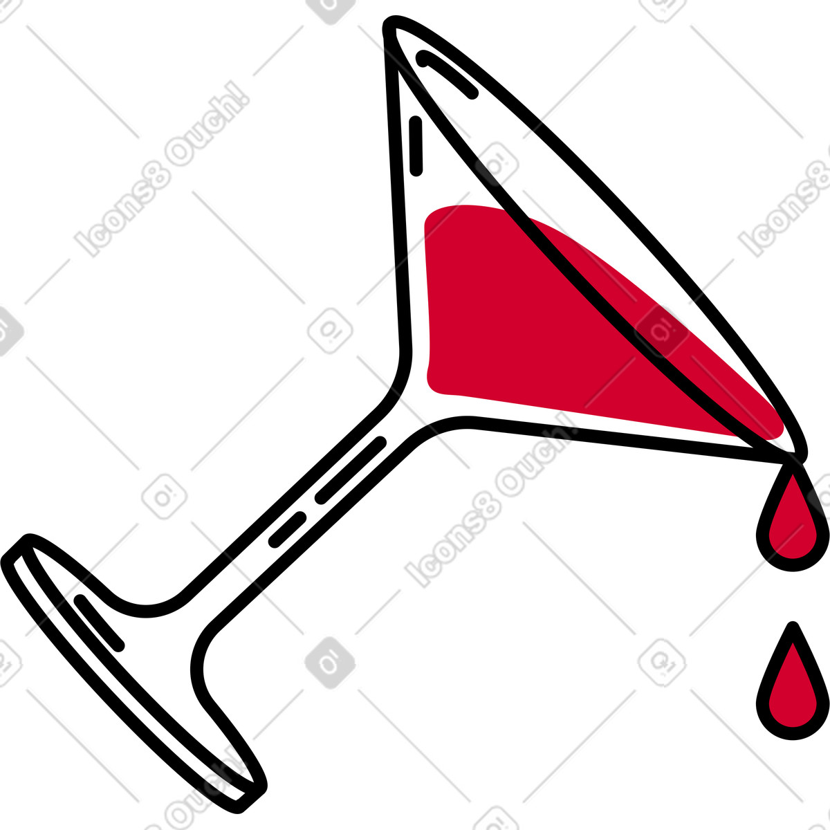 Glass with a pouring drink illustration in Ruby style download in PNG, SVG