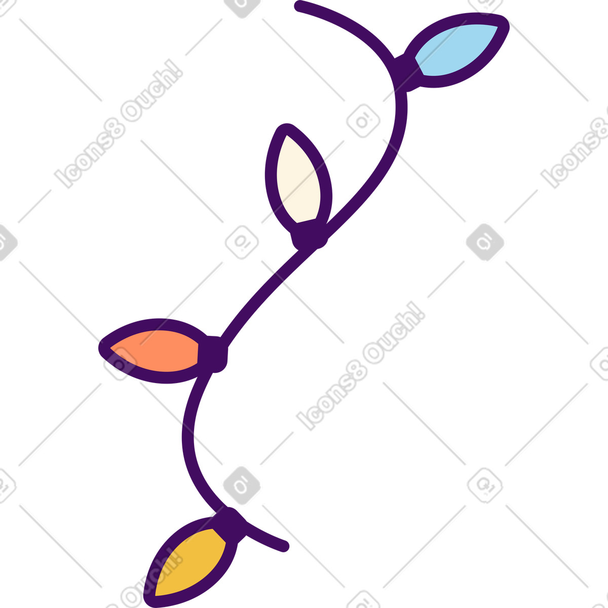 Light bulb garland illustration featuring festive holiday lights clipart in PNG SVG