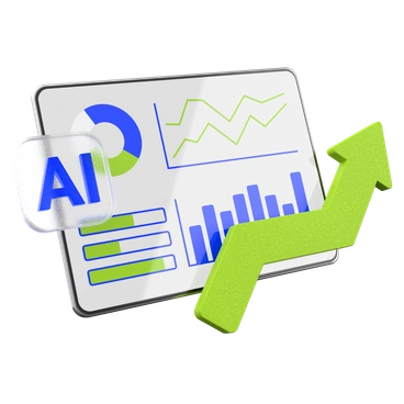 A data dashboard with growth indicators - 3D Enterprise style illustration