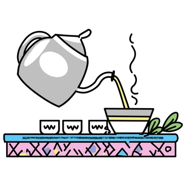 A vibrant Moroccan tea ritual with mint tea being poured from a silver pot