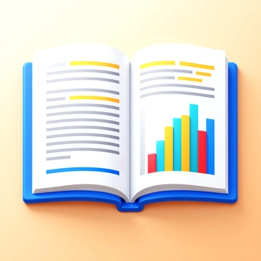 An open scientific journal article displayed on a wooden table. The article features bold headings and highlighted results in yellow. A summary graph is positioned prominently on one side of the page, showcasing data trends with colorful bars and line plots. The background is slightly blurred to emphasize the journal article and its detailed content.