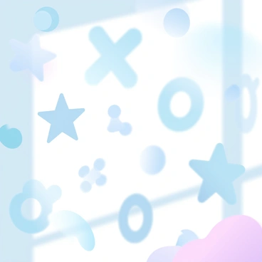 A wall is adorned with various cut-out shapes that create an interplay of light and shadow. Sunlight streams in from a window, casting intricate patterns on the surface. The cut-outs are varying in size and shape, including stars, circles, and abstract forms. The shadows they cast are sharp and defined, contrasting with the brightly lit areas of the wall. The overall scene is filled with a blend of soft gradient pastel colors, enhancing the visual depth and dimension of the shapes.