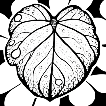 A large fig leaf with intricate, veined patterns fills the frame, showcasing its textured surface. Multiple dewdrops rest delicately on the leaf, each reflecting light from the surrounding environment. The background is softly blurred, highlighting the leaf's details, while hints of shadows create depth around its edges. The overall composition emphasizes the beauty of nature in a close-up view.