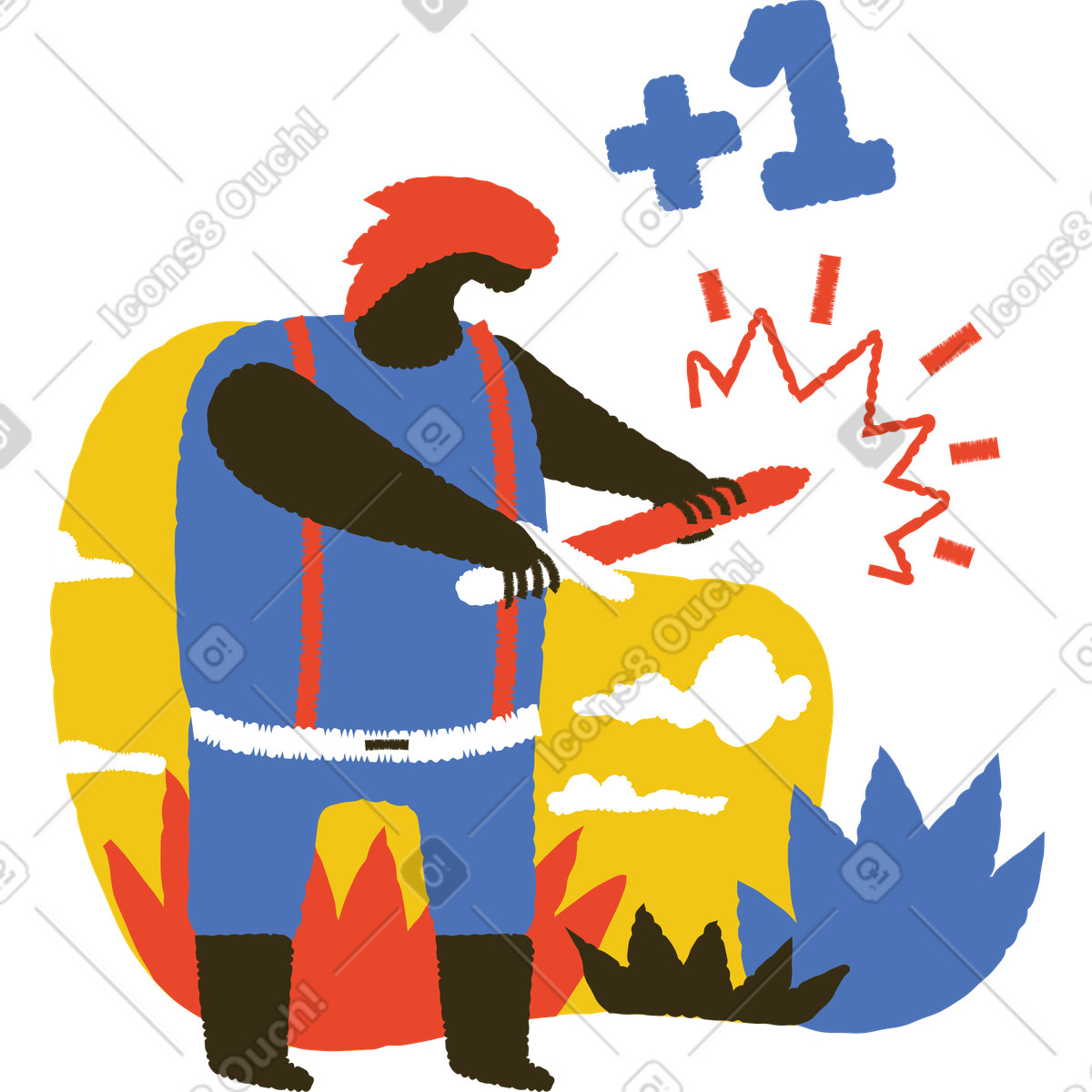 Mann bekommt ein verbessertes schwert-Illustration im Bermuda-Stil als Download in PNG, SVG
