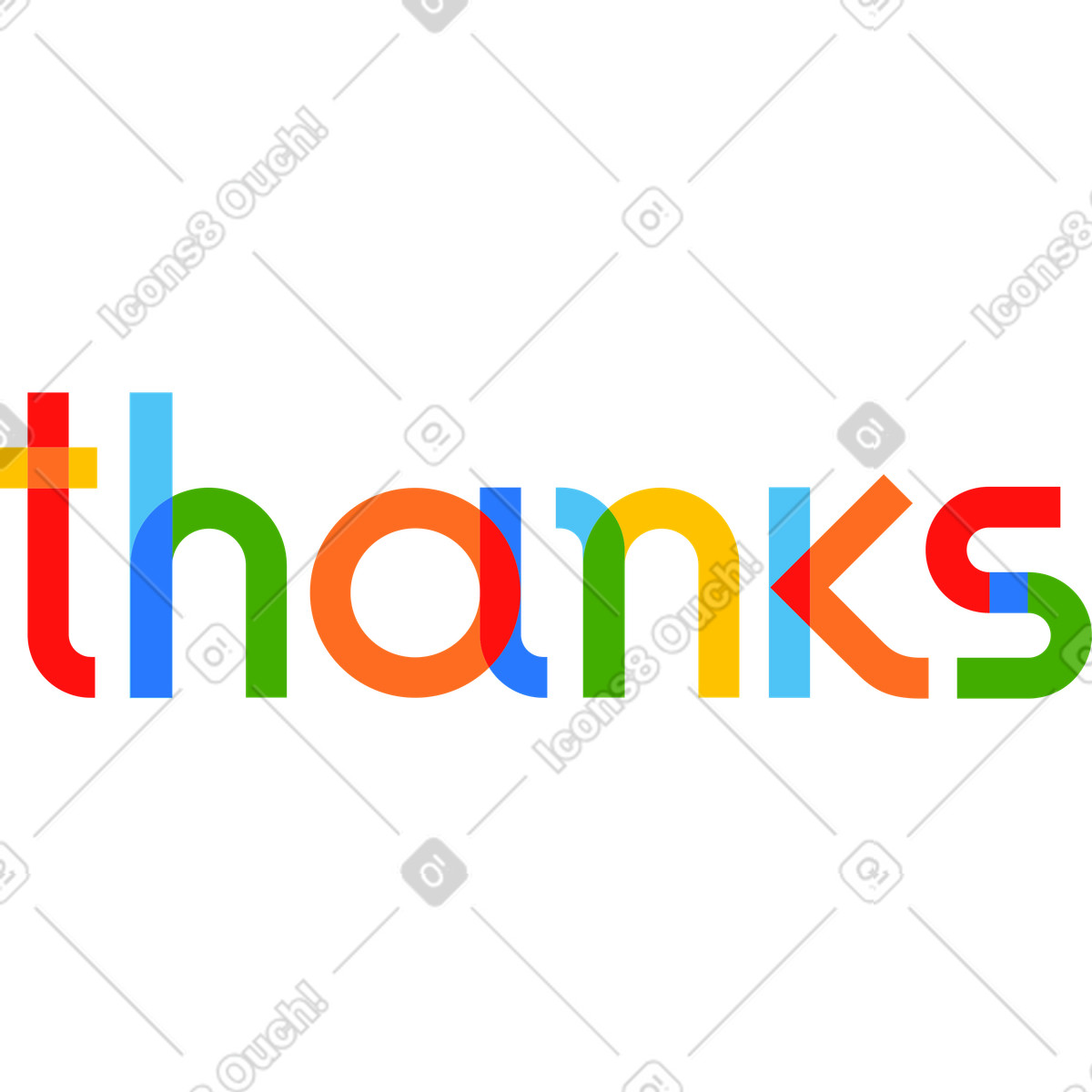 Lettering grazie testo multicolore illustrazione in stile scarica in PNG, SVG