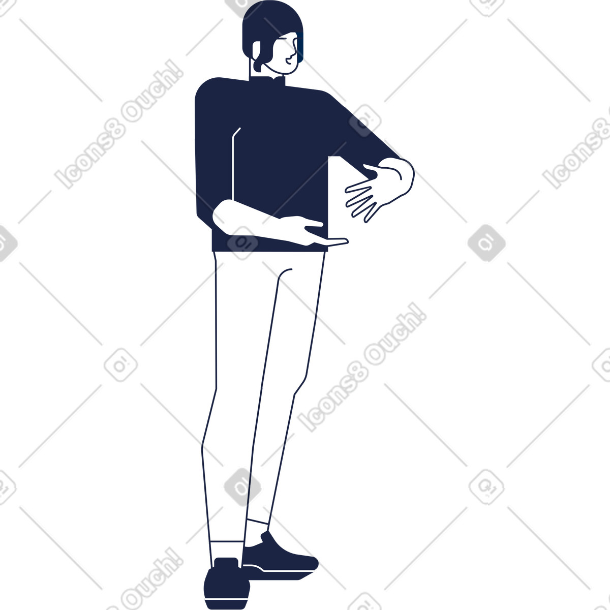 Urban Line 스타일의 Man holding something 일러스트레이션 PNG, SVG 다운로드