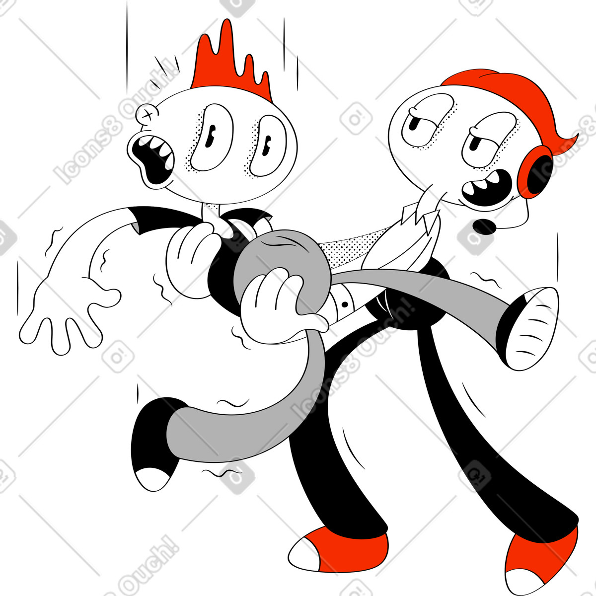 Ilustración El chico atrapó al que caía en estilo Looney a descargar en PNG y SVG