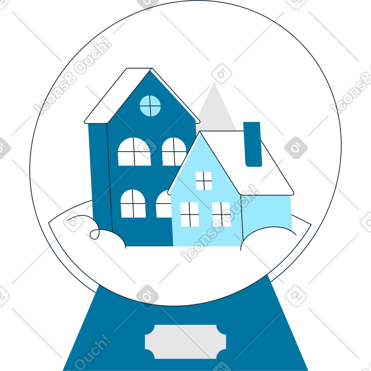 下载 Indigo 风格的 有房子的巨大雪球 插画，支持 PNG、SVG 格式