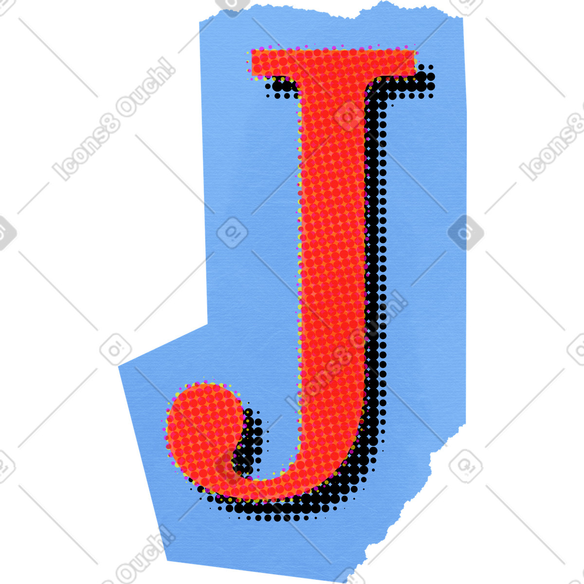 Иллюстрация Collage capital letter j в стиле Paper Cut — скачать в форматах PNG, SVG