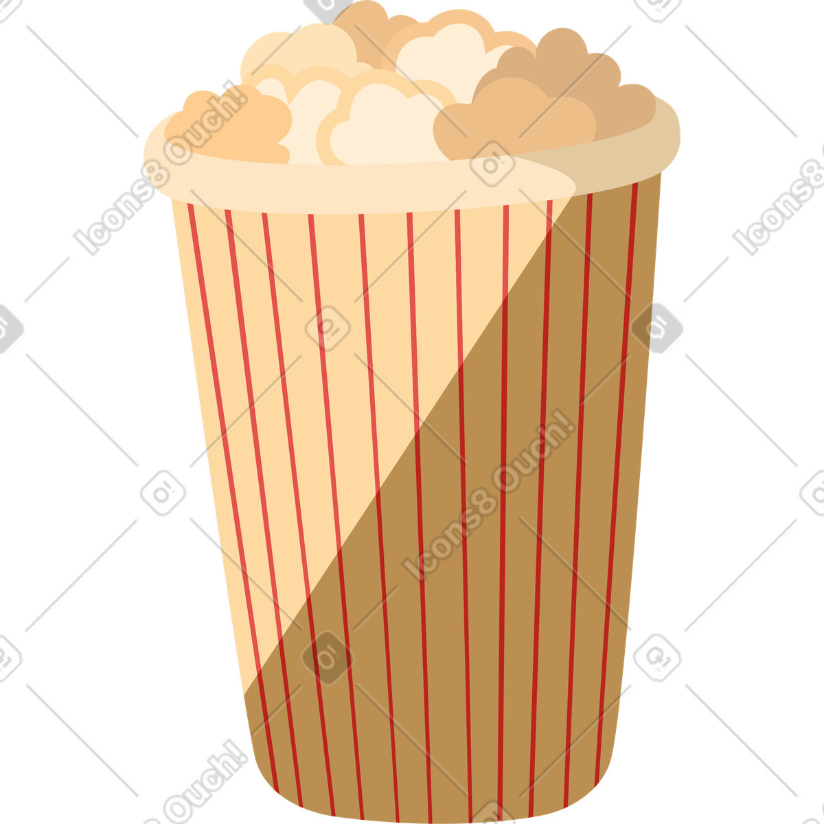 Tall glass of popcorn with shadow illustration in Lagom style download in PNG, SVG
