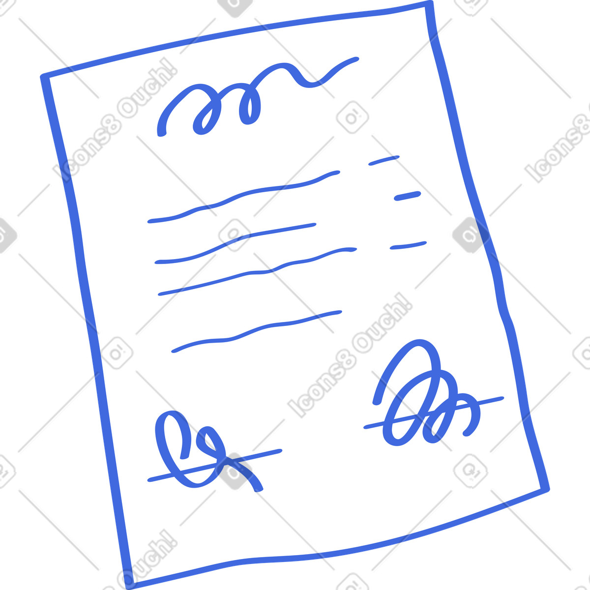 Иллюстрация Contract document with handwritten text lines and two signatures below в стиле Ballpoint Pen — скачать в форматах PNG, SVG