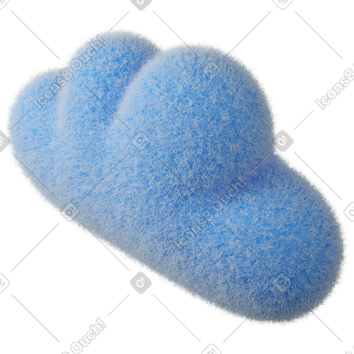 Dreiviertelansicht einer blauen, flauschigen wolke nach links gedreht-Illustration im 3D Buddy-Stil als Download in PNG, SVG