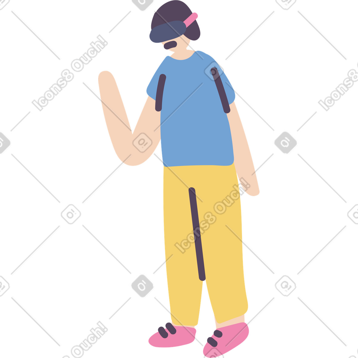 Man in vr headset illustration Pluto style download PNG, SVG