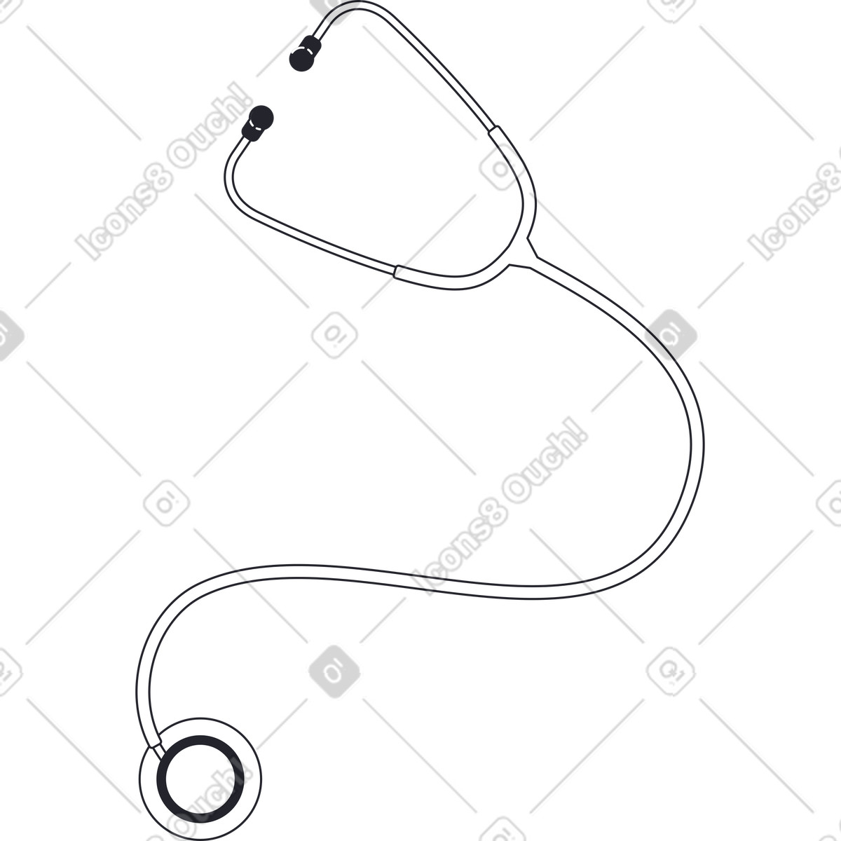 Huge white sthetoscope illustration in Grapy style download in PNG, SVG